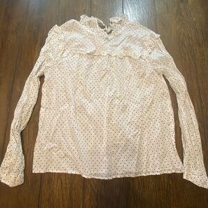 Madewell Long Sleeve Black And White Polka Dot Blouse Size XXL B13